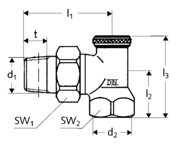 SCHELL Radiatorkoppeling, haakse vorm afsluitbaar, 3/4", 10 bar, matnikkel