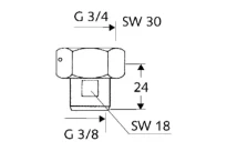 SCHELL Rac.droit compteur d'eau 3/4" F sortie 3/8", prévu pour plombage, chromé