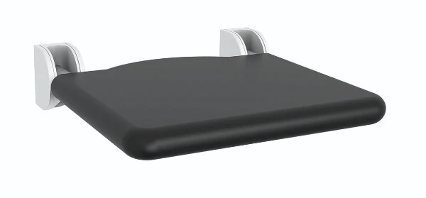 Normbau Nylon Care Siège de douche rabattable, assise rembourrage coloris noir, 410 x 410 mm, Blanc 019