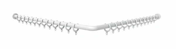Normbau Nylon Care Douchegordijnstang, met gordijnringen, a = 1200 x 1200 mm, Wit 019