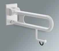 Normbau Nylon Care Barre d'appui rabattable avec porte-rouleau NY.447.180, L = 900 mm, Blanc 019