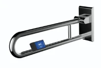 Normbau Inox Care Barre d'appui rabattable 2050274 vario, amovible, avec télécommande droite, L = 725 mm, avec platine de fixation, Inox 009