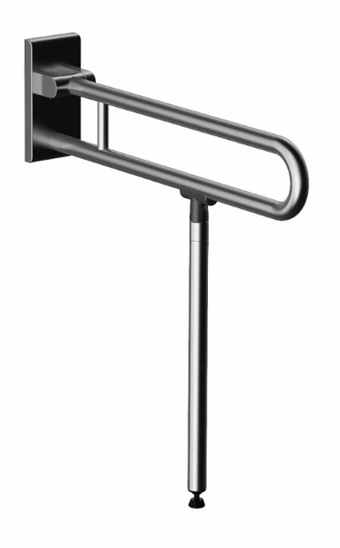 Normbau Inox Care Barre d'appui rabattable 2050430 vario, amovible, L = 725 mm, avec platine de fixation et pied escamotable, Inox 009