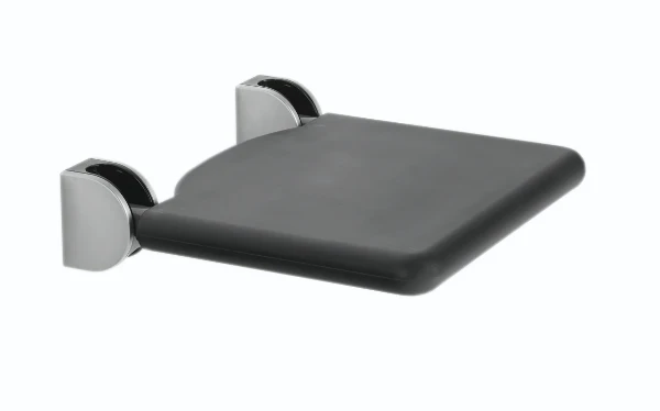 Normbau Inox Care Siège de douche rabattable, 410 x 410 mm, assise col. Noir, Inox 009
