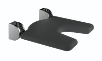Normbau Inox Care Siège de douche rabattable 2974030, avec découpe ergonomique, 450 x 450 mm, assise col. Noir, Inox 009