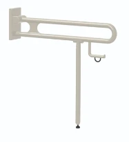 Normbau Verso Care Barre d'appui rabattable vario, amovible, 850 mm, avec platine de fixation, avec pied escamotable 750 mm et porte-rouleau (PRH), Manhattan 067