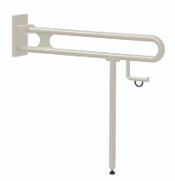 Normbau Verso Care Barre d'appui rabattable vario, amovible, 900 mm, avec platine de fixation, avec pied escamotable 750 mm et porte-rouleau (PRH), Blanc 019
