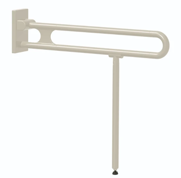 Normbau Verso Care Barre d'appui rabattable vario, amovible, 900 mm, avec platine de fixation, avec pied escamotable 800 mm, Blanc 019