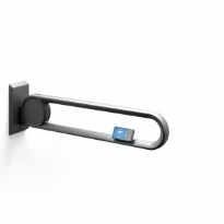 Normbau Cavere Barre d'appui rabattable vario 7447274, amovible, avec télécommande droite, L = 725 mm, avec platine de fixation, Cavere® anthracite métallisé 095