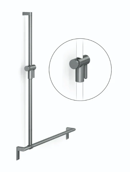 Normbau Cavere Main courante de maintien avec support de douchette à position réglable, 900 x 1200 mm, Cavere® Blanc satiné 092