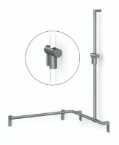 Normbau Main courante de maintien avec support de douchette à position réglable, 750 x 750 x 1200 mm, à droite, Cavere® Blanc satiné 092