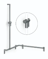 Normbau Main courante de maintien avec support de douchette à position réglable, 750 x 750 x 1200 mm, à gauche, Cavere® Blanc satiné 092