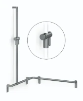 Normbau Main courante de maintien avec support de douchette à position réglable, 750 x 750 x 1100 mm, à gauche, Cavere® Blanc satiné 092