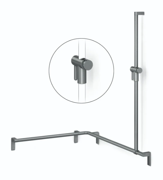 Normbau Cavere Main courante de maintien avec support de douchette à position réglable 7486106, Cavere® argent métallisé 096