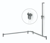 Normbau Main courante de maintien avec support de douchette à position réglable, 1100 x 1100 x 1200 mm, à droite, Cavere® anthracite métallisé 095