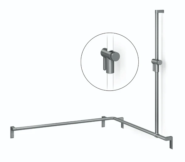 Normbau Main courante de maintien avec support de douchette à position réglable, 1100 x 1100 x 1200 mm, à droite, Cavere® anthracite métallisé 095