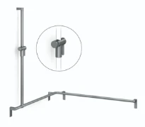 Normbau Main courante de maintien avec support de douchette à position réglable, 1100 x 1100 x 1200 mm, à gauche, Cavere® Blanc satiné 092