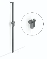 Normbau Cavere Barre avec support de douchette coulissant 7488120, adaptable sur mains courantes, a = 1200 mm, Cavere® Blanc satiné 092