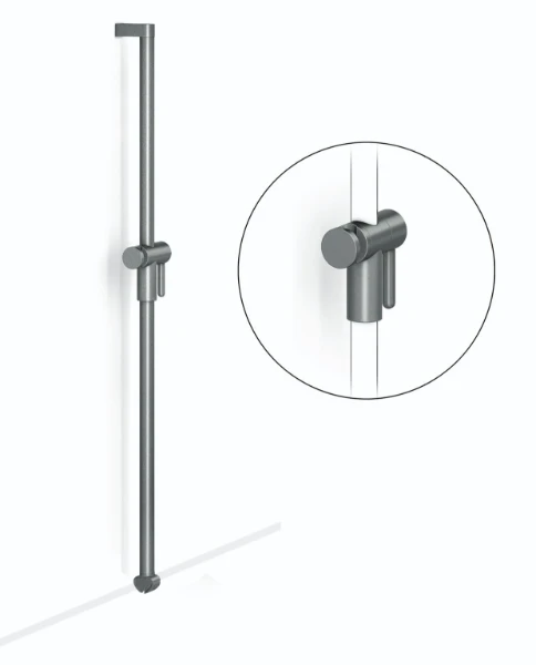 Normbau Cavere Barre avec support de douchette coulissant 7488120, adaptable sur mains courantes, a = 1200 mm, Cavere® Blanc satiné 092