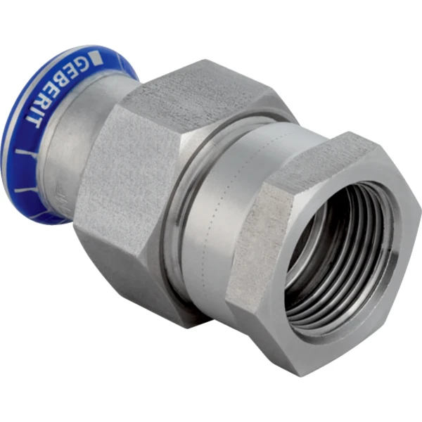Geberit Mapress RVS siliconenvrij 3-delig koppeling vlak dichtend FF 15 mm x 1/2 F