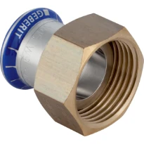 Geberit Mapress RVS FKM 2-delige koppeling met losse moer vlak dichtend FF 15 x 3/4 F (messing moer)