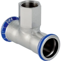 Geberit Mapress RVS siliconenvrij verloop T-stuk met binnendraad FFF 18 x 1/2 F x 18 mm