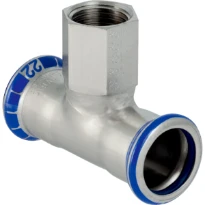 Geberit Mapress RVS FKM verloop T-stuk met binnendraad FFF 15 x 1/2 F x 15 mm