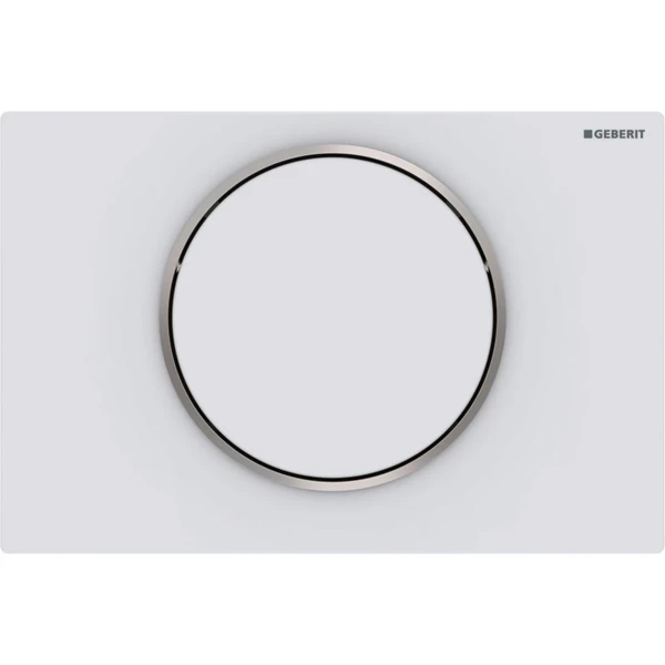 Geberit Sigma 10 plaque de commande blanc mat rinçage go/stop 24,6 - 1,4 o 16,4  cm plastique easy-to-clean anneau en coating:poli