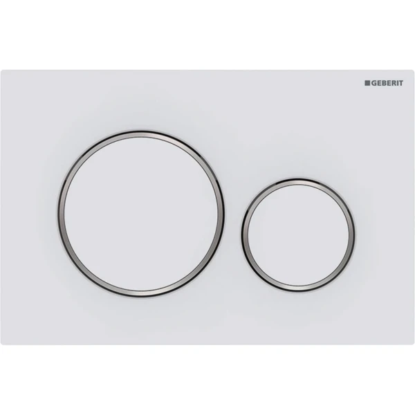 Geberit Sigma 20 plaque de commande - blanc mat - avec 2 touches - synthétique anneaux design chromé brillant