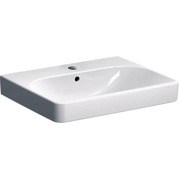 Geberit Smyle Square wastafel 600 x 480 mm - wit - met kraangat - met overloop