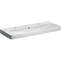 Geberit Smyle lavabo 1200 x 480 mm - blanc KeraTect - 2 trous de robinet - avec trop-plein