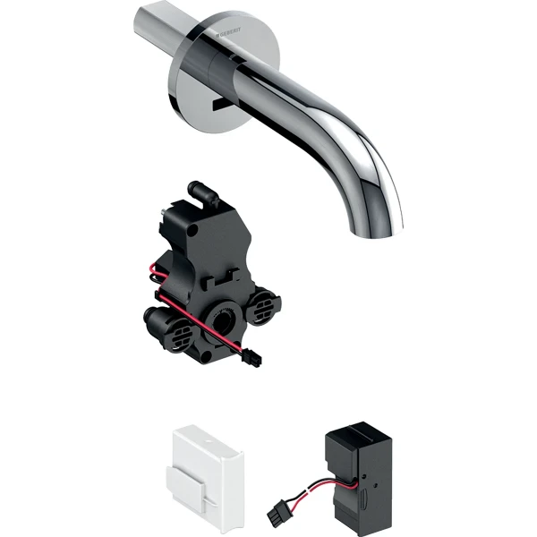 Geberit Piave wastafelkraan muur inbouwdoos voor sturing L22 cm zonder mengventiel net chroom/glass blue