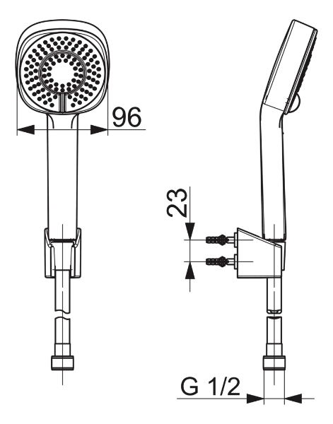 Hansa Hansa Hansabasicjet Style handdoucheset 96 mm - wandhouder - doucheflexibel 1/2 x 1500 mm - chroom