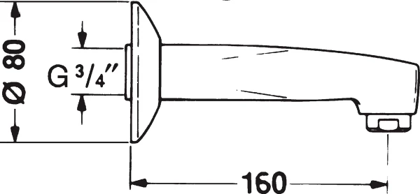 HANSA Uitloop, L=160 Chroom