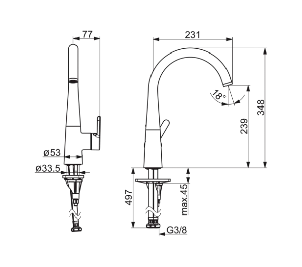 Hansa HansaDesigno Style robinet de cuisine chromé