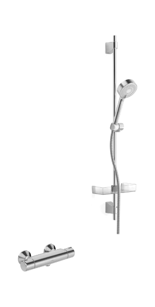 Hansa HansaMicra 96 ! cm set de douche chromé montage mural thermostat-douche de tête - flexible - rampe