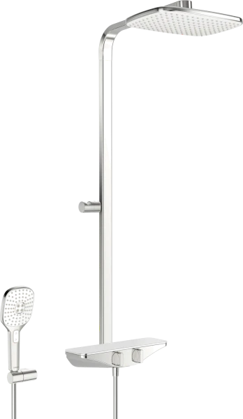 Hansa Hansaemotion douchesysteem - wit/chroom - thermostaat - hoofddouche vierkant 220 x 360 mm - handdouche - doucheflexibel 1/2 x 1750 mm