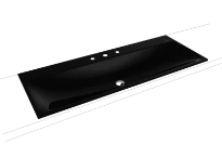 Kaldewei Silenio lavabo encastré 1200 x 460 mm - noir - 3 trous de robinet - avec trop-plein - effet perlé