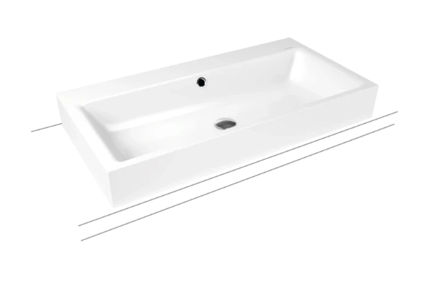 Kaldewei Puro lavabo à poser 900 x 460 x 120 mm - pergamon - avec trou de robinet - avec trop-plein - effet perlé
