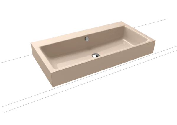 Kaldewei Puro lavabo à poser 900 x 460 x 120 mm - bahamabeige - avec trou de robinet - avec trop-plein - effet perlé
