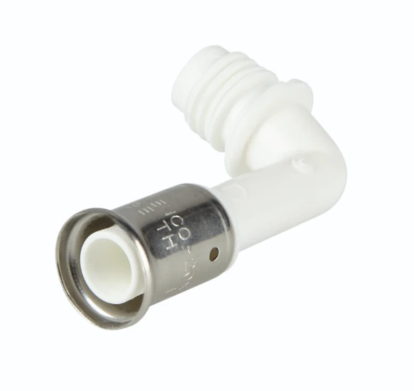 Henco Vision collecteur coude d'alimentation 90° MF 20 x 3/4 M - raccordement par en-dessous - blanc