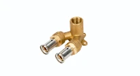 Henco laiton à sertir applique murale double 90° FF 26 x 1/2 F x 26 mm - modèle court