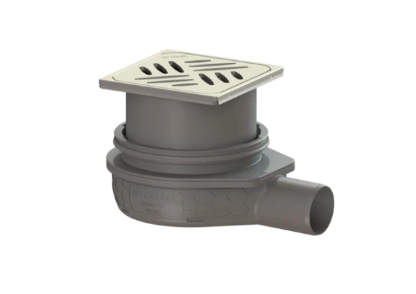 Kessel Ultraflat 79 complete vloerput met zijafvoer 50 mm - met inox design rooster 120 x 120 mm - waterslot 50 mm - 57 l/min
