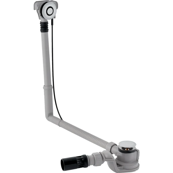 Geberit Uniflex évacuation baignoire avec bouton-poussoir PushControl, d52, longueur 50 cm, avec set de finition: Chromé brillant, d=40/50mm