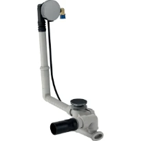 Geberit vidage baignoire avec commande pivotable et arrivée d'eau, d52, longueur 46 cm, avec set de finition et tuyau d'évacuation avec rotule, principe de contre-courant: chromé brillant, d=40/50mm