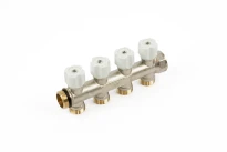 Begetube WP collecteur nickelé avec vannes de réglage avec manette blanche 3/4 - 4 x M24