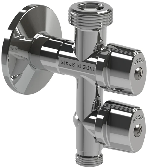 Arco Combi vanne machine à laver double à bille avec clapet anti-retour MMM 1/2 x 3/4 x 3/8 - chromé - Belgaqua - Vitaq anti-calcaire