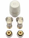 Begetube set radiateur de raccordement 6 avec 2 raccords équerres réglables, tête TH type 5000 et 2 raccords bicône pour tuyaux Alpex 16/2 mm
