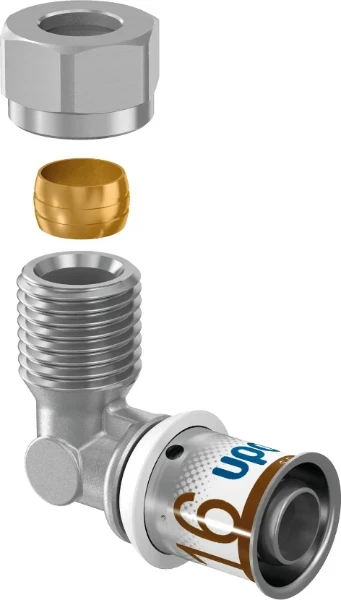 Uponor S-Press Plus messing overgangsbocht 90° MF 32 x 4/4 M