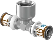 Uponor S-Press Plus laiton té réduit avec filetage femelle 90° FFF 25 x 3/4 F x 25